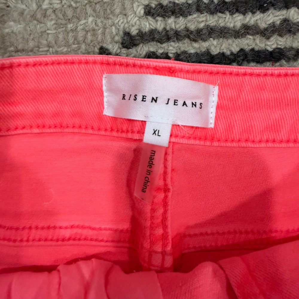 Risen Jeans NWT Coral Pink High Rise Frayed Cutoff Denim Shorts XL RDS6004 Neon - Picture 3 of 10